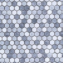 Wellstone 1" Hexagon Bardiglio, Thassos, Carrara