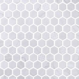 Vetro Floor 1" Hex Blend Cotton Malla