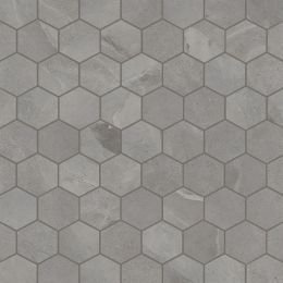 Ultra Slate 2" Hex Mosaic Mid Grey